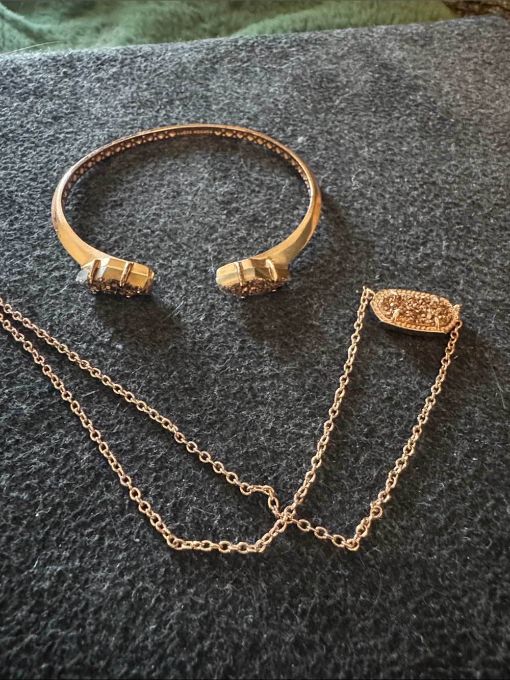 Kendra Scott Rose Gold Elisa Drury Stone Necklace and Bangle Set